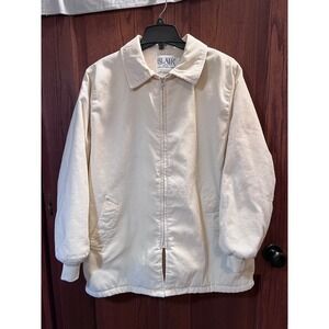 VTG 80's Blair Corduroy Jacket Sherpa Lined Full Zip Collared Coat Cream XL USA